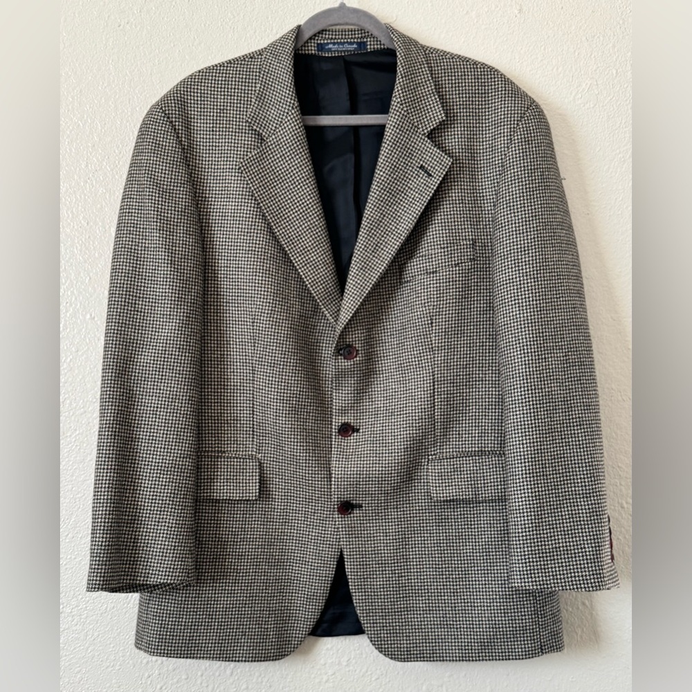 Lauren Ralph Lauren Men’s Sz.43R Houndstooth Jacket Blazer Brown Wool Sportcoat